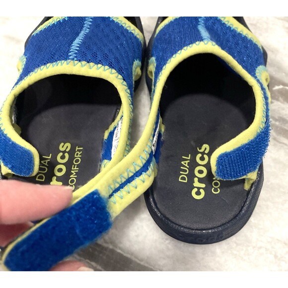 Crocs Swiftwater Slingback Kids C6 Blue Water Shoes Dual Comfort Beach Vacation - Picture 9 of 10